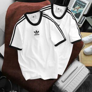 Adidas Classics Original 3 Stripes Tee Shirt Trefoil Retro Men White Brand New